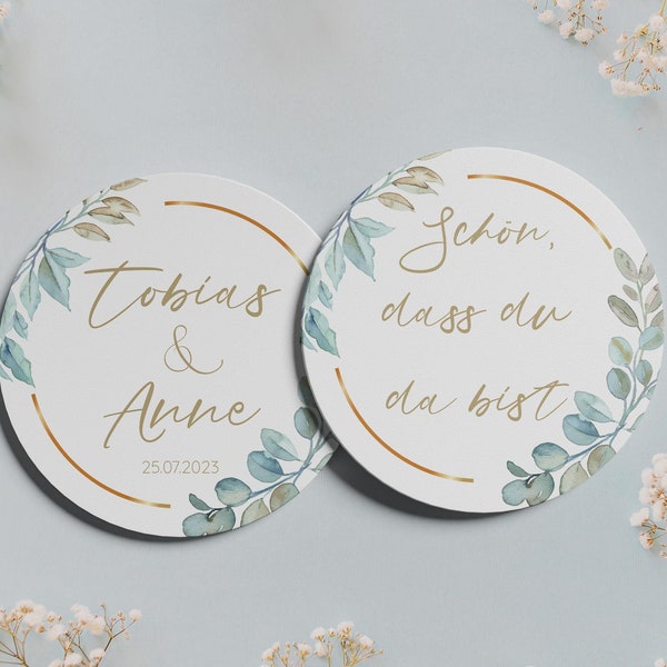 Coasters for glasses | Wedding decoration personalized with name, date and saying | Wedding decor, coasters