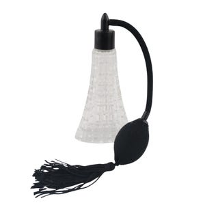 Vintage Style Clear Glass Perfume Atomizer Bottle with Black Bulb & Tassel 5&quot;