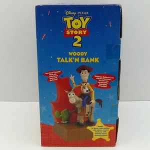 Thinkway Disney Pixar Toy Story 2 Woody Talk’n Bank Figure w/ Original Box image 4
