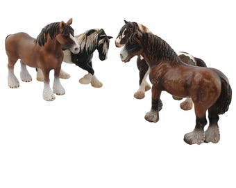 Schleich Clydesdale Horse Lot of 4 Realistic Farm Animal Toy Figures