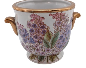 Vintage Decorative Footed Floral Vase Gold Rim & Handle Andrea By Sadek