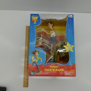 Thinkway Disney Pixar Toy Story 2 Woody Talk’n Bank Figure w/ Original Box image 5