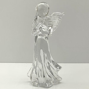 Figura de ángel de cristal transparente de 17 cm con manos en oración, decoración navideña para el Nacimiento