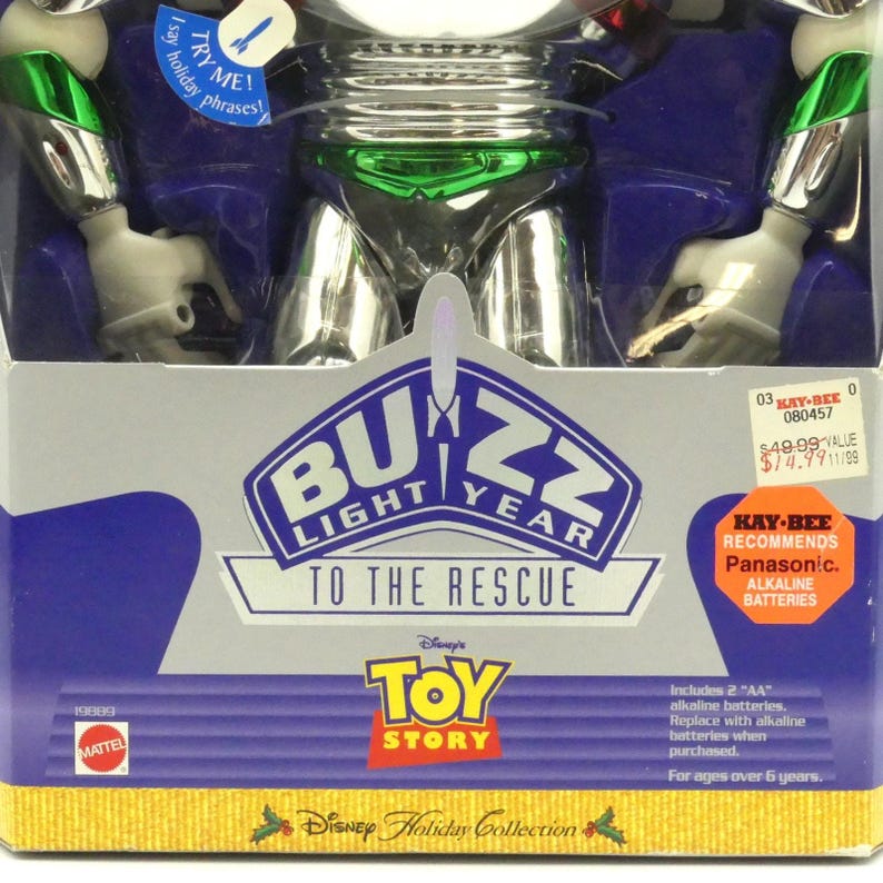 Vintage 1998 Disney Toy Story Buzz Lightyear Holiday Hero Talking Figure image 8