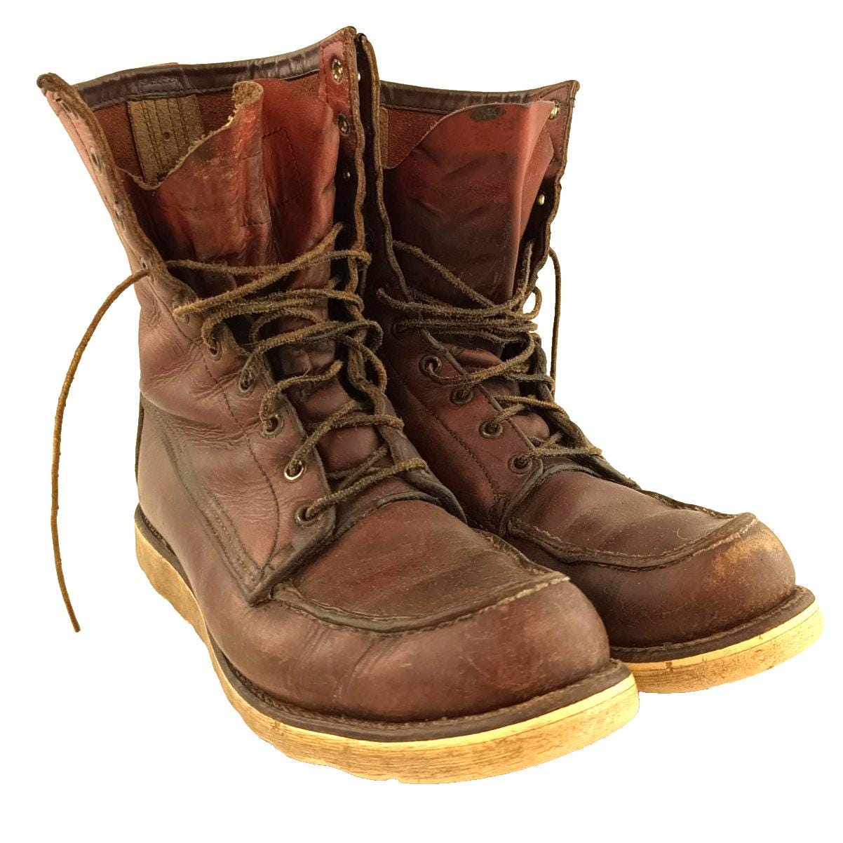 Vintage Red Wing Irish Setter Moc Toe Work Boots USA Made Leather 