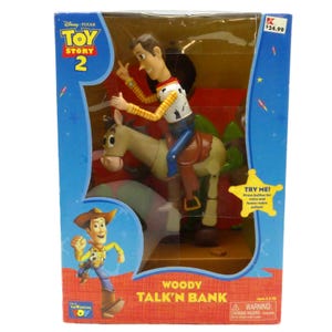 Thinkway Disney Pixar Toy Story 2 Woody Talk’n Bank Figure w/ Original Box image 1