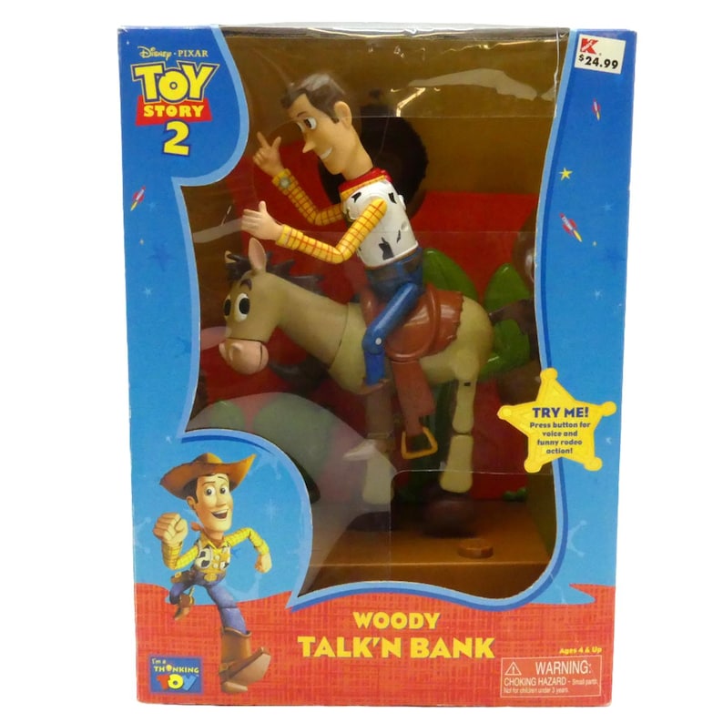 Thinkway Disney Pixar Toy Story 2 Woody Talk’n Bank Figure w/ Original Box image 1