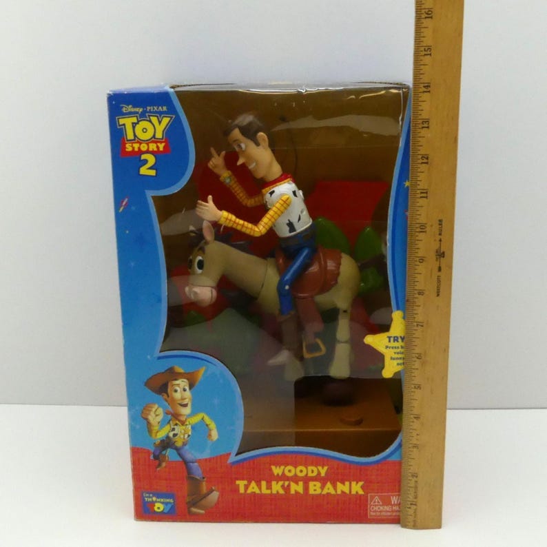Thinkway Disney Pixar Toy Story 2 Woody Talk’n Bank Figure w/ Original Box image 12