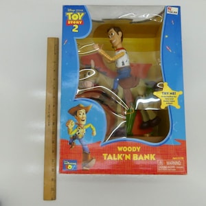 Thinkway Disney Pixar Toy Story 2 Woody Talk’n Bank Figure w/ Original Box image 14