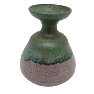 Handmade Studio Pottery Vase Drip Glaze Green & Blue Signed Vintage Art Pottery