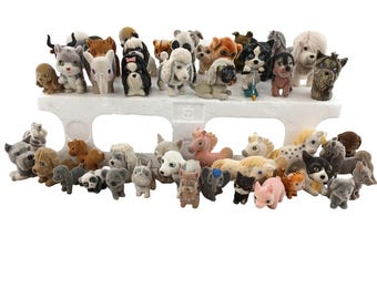Lot of 49 Miniature Various Animals Figures Fuzzy Flocked Puppy in my Pocket