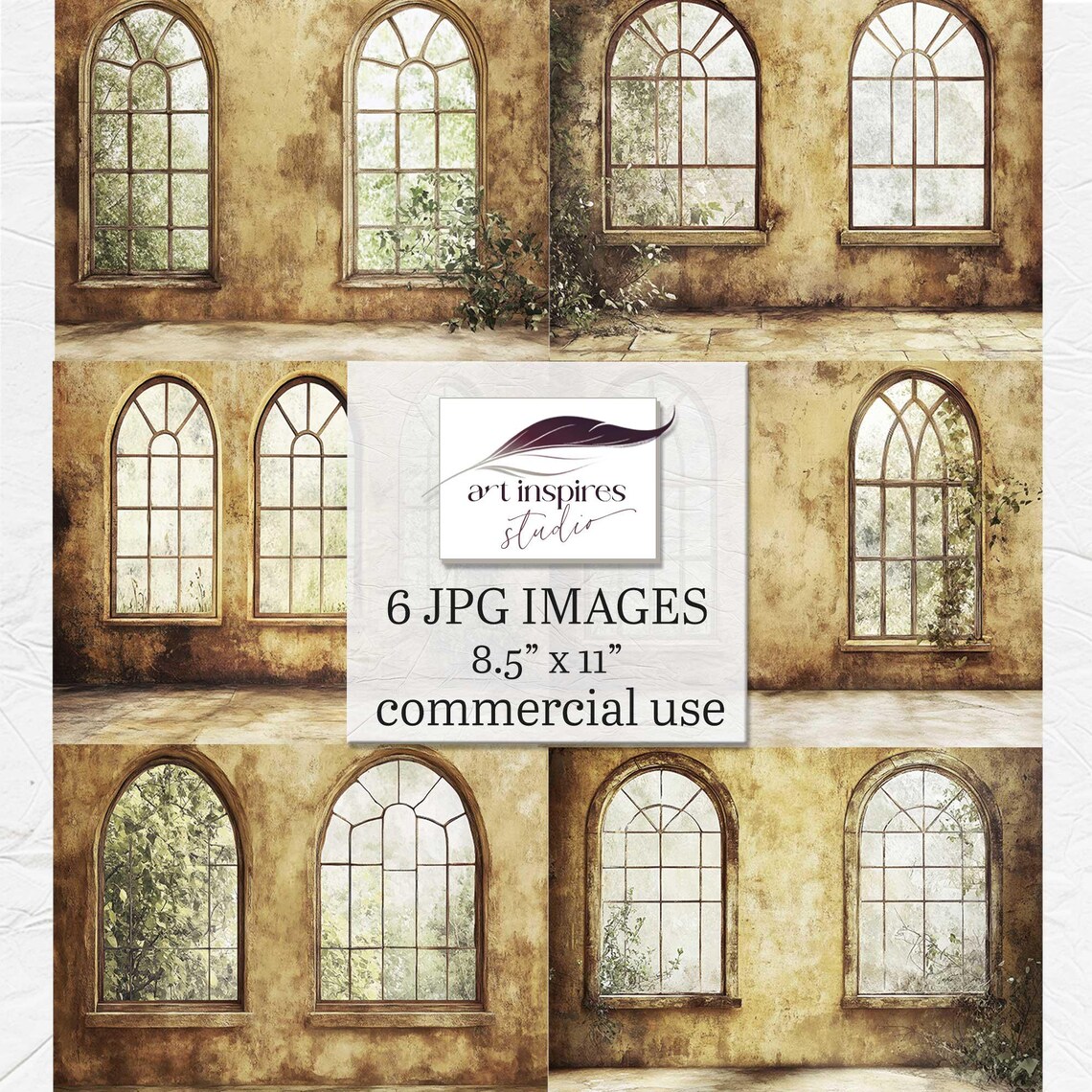 Window Background Reference Arched Windows Backdrop, Instant Download, Rustic Vintage Building ...