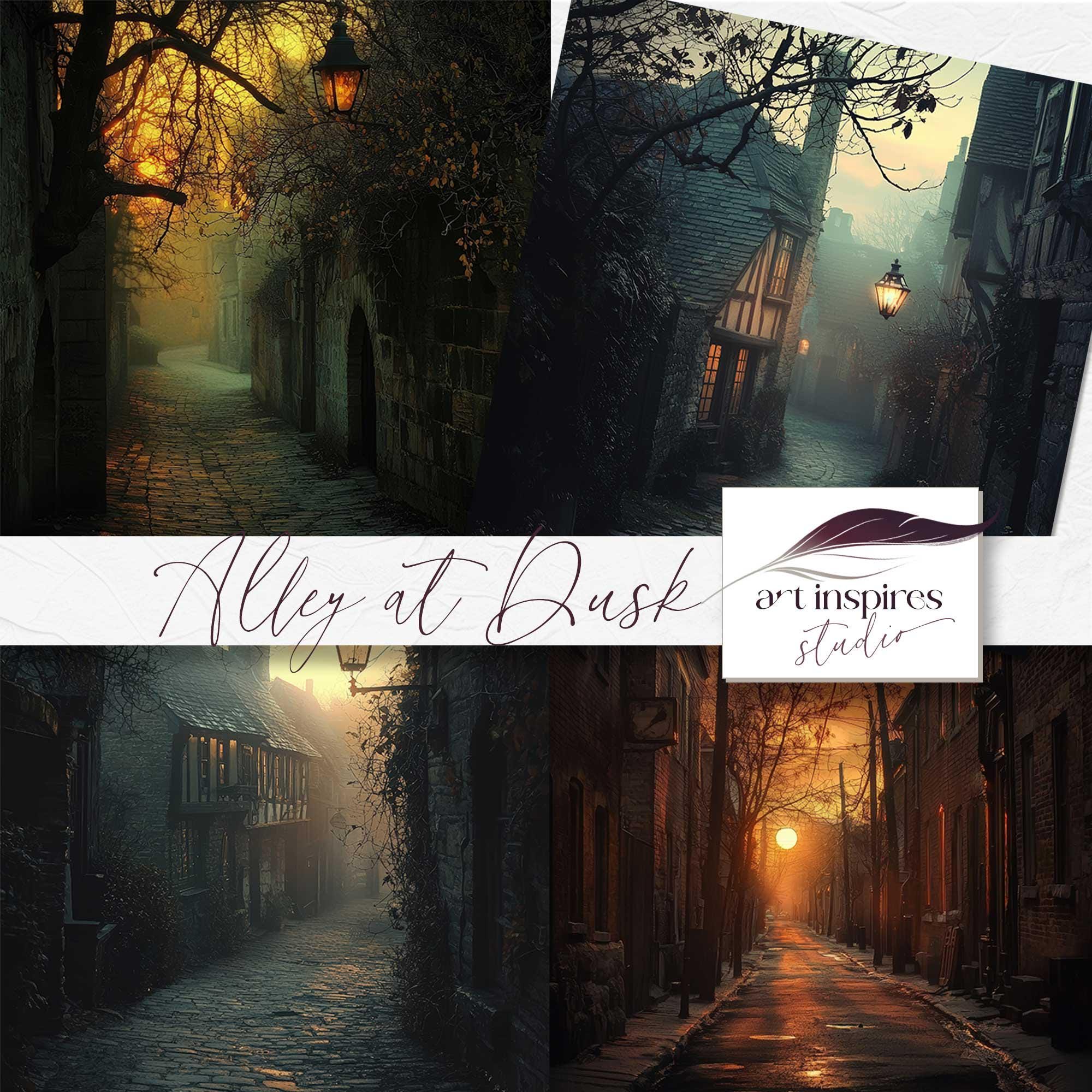 Village Backdrop, Alley Dusk Background, Old Country Town Overlay ...