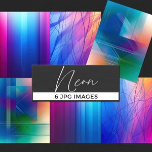 Abstract Digital Paper Pack, Neon Backgrounds, Bright Backdrops, Modern Scrapbooking, Junk Journal Papers