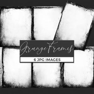 Marcos grunge en blanco y negro, superposiciones de viñetas, máscaras de Photoshop, borde digital, salpicaduras de tinta abstractas, borde grunge desgastado imprimible