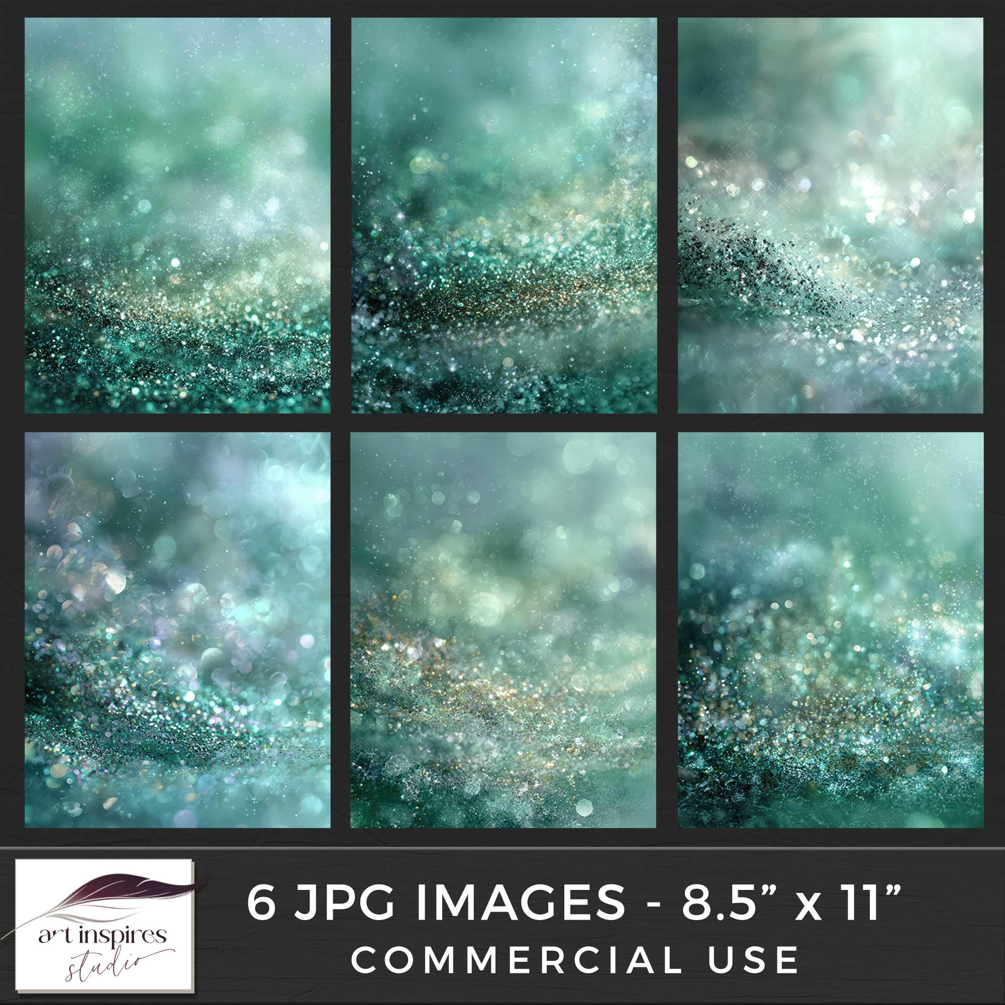 Shimmer Textuers Mint Green Sparkle Backgrounds, 6 JPG Glitter Digital Overlays, Teal ...