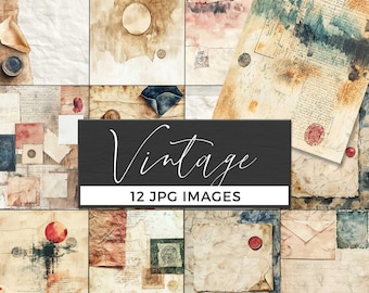 Vintage Letters and Papers Digital Download, Aged Paper Textures, Antique Ephemera Background, Old Handwritten Letter JPG, Junk Journal Page