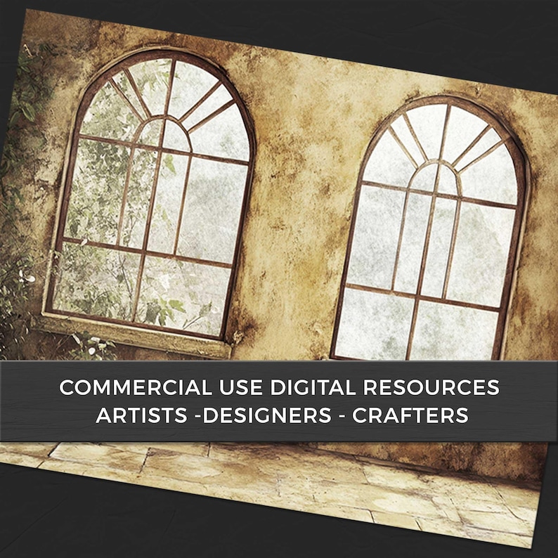 Building Windows Backdrop Arched Windows Backdrop, Instant Download, Rustic Vintage Building ...