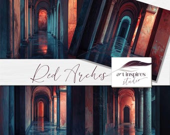 Mystical Gothic Archway Digital Background, Medieval Architecture Backdrop, Fantasy Art Editing Resource, Instant Download