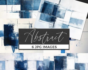 Blue Abstract Digital Paper, Modern Watercolor Texture, Artistic Brush Stroke Background, Navy and White, Contemporary Printable Backdrop