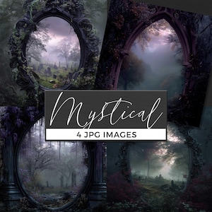 Gothic Cemetery Digital Background, Haunted Forest Church Backdrop, Dark Fantasy Scene for Halloween Projects