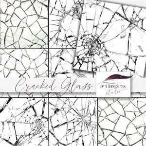Cracks of Glass Digital Overlays, Realistic Broken Glass Texture PNG, Transparent Shattered Glass Effect, Grunge Cracked Background