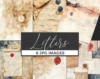 Vintage Letters and Papers Digital Download, Aged Paper Textures, Antique Ephemera Background, Old Handwritten Letter JPG, Junk Journal Page