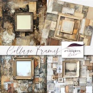 Pacchetto di carta digitale per collage di effimeri vintage, sfondi grunge neutri per album, download di texture per cornici di diario antiche, pagina di diario spazzatura