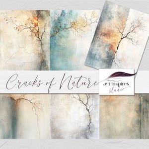 Abstrakte Natur, Digitales Papier, Aquarell Gebrochene Textur, Natur Scrapbooking, Pastell Junk Journal, Vintage Neutrale Seite, Hintergrund Risse