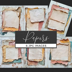 Textures de papier vintage empilées, toile de fond numérique pages déchirées, scrapbooking papier déchiré en couches, pages imprimables de journal indésirable, grunge estompé