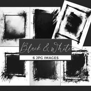 Black White Grunge Frames, Vignette Overlays, Photoshop Masks, Digital Border, Abstract Ink Splash, Printable Distressed Grunge Border