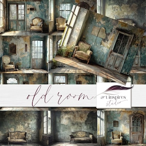 Fondo de habitación vintage, fondo de casa antigua, escena de casa de campo, diario basura de casa abandonada, texturas matutinas, páginas de luz solar de ventana