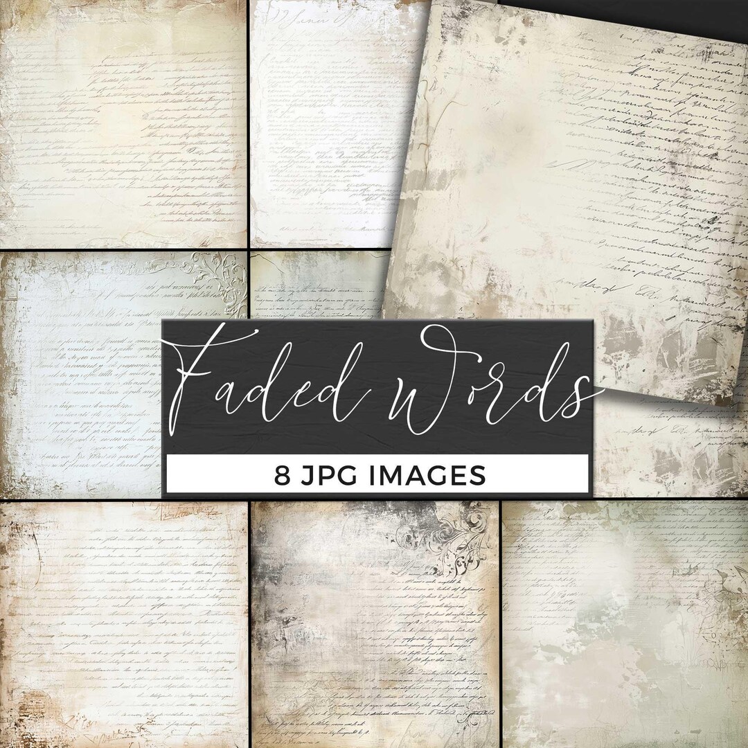 Faded Script Digital Paper, Vintage Handwriting Texture, Grunge ...