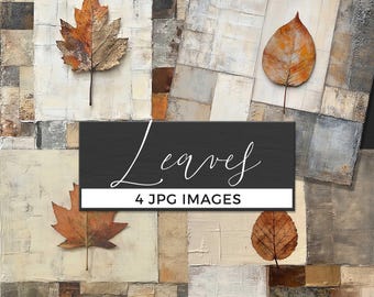 Autumn Leaf Digital Paper, Rustic Textured Background, Vintage Collage JPG, Aesthetic Fall Scrapbook Paper, Aged Grunge Printable Art