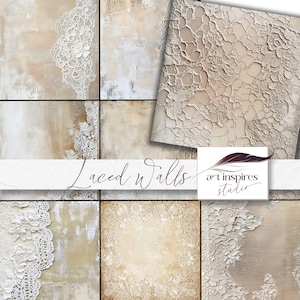 Papel digital floral vintage, fundo de renda envelhecida, textura de álbum de recortes bege elegante, impressão de casamento antigo, página de diário chique e surrado