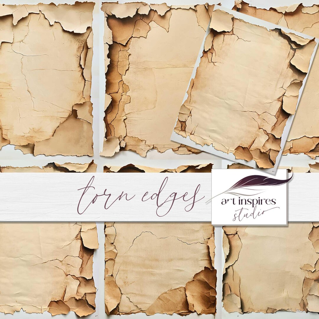 Vintage Paper Textures, Ripped Edged Pages Digital Backdrop, Rustic ...