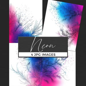 Colorful Feather Digital Paper Texture, Boho Blue Pink Gradient Background, Abstract Neon Scrapbook Paper, Bright Backdrop Journal Pages