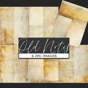 May include: A collection of six vintage-style JPG images. The images feature aged paper textures with faded colors of beige, brown, and yellow. The text "Old Notes" is displayed in a white script font, with "6 JPG IMAGES" below.