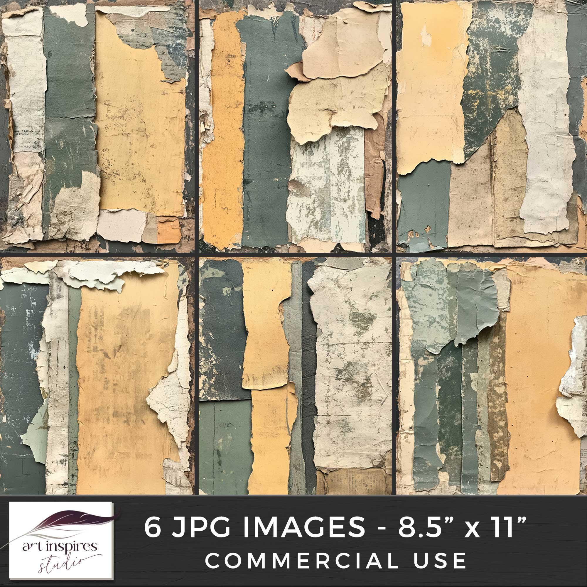 Torn Vintage Paper Textures, Ripped Pages Digital Backdrop, Layered ...
