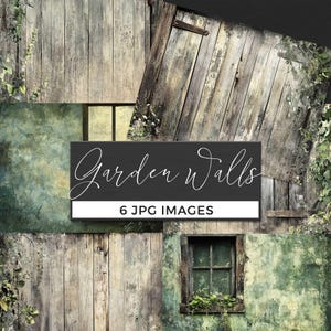 Rustic Garden Walls Digital Art Papers, DOWNLOAD, Vintage Gates, Grunge Windows, Painted House Page, Rustic Textures, Timber Farm Door Scene
