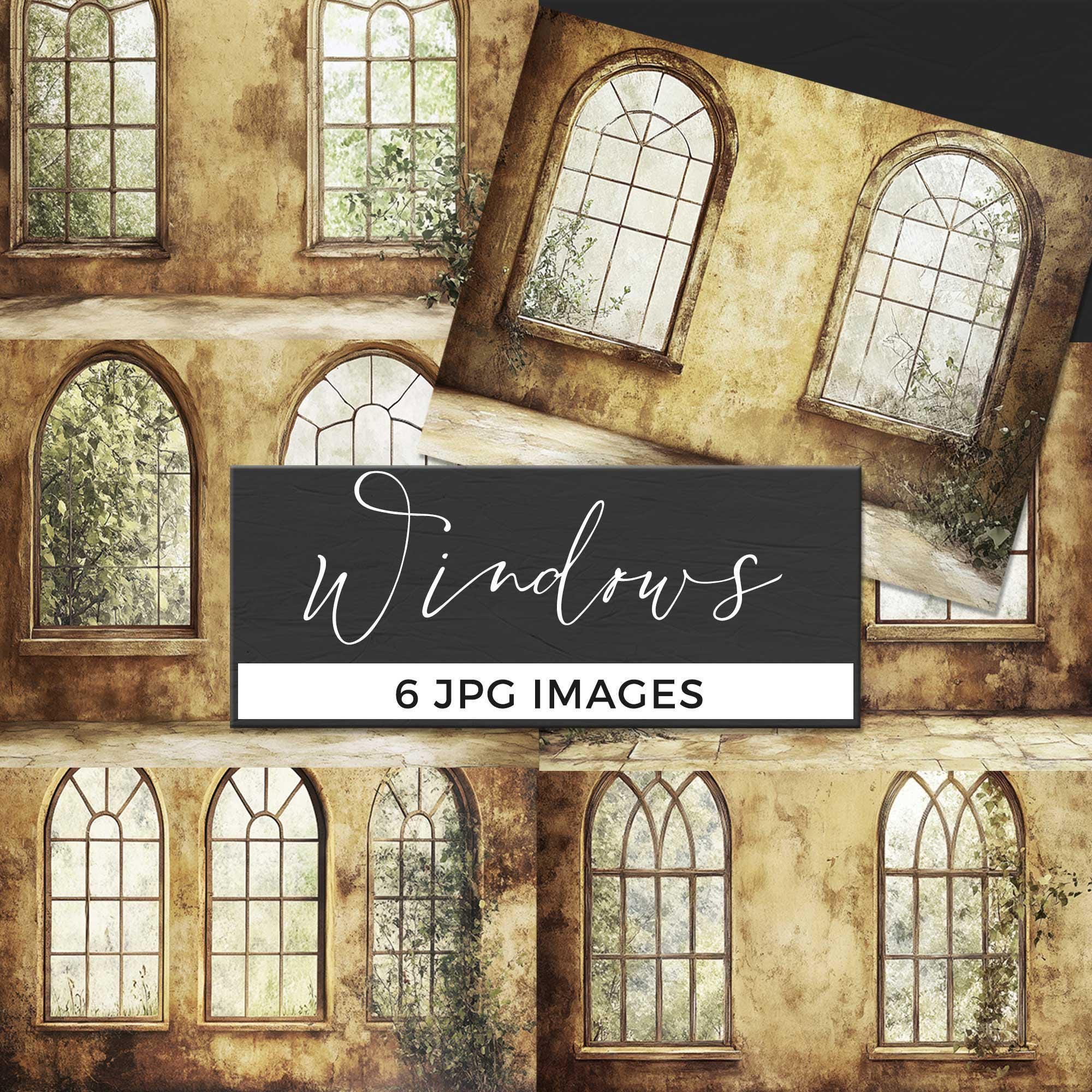 Arched Windows Backdrop, Instant Download, Rustic Vintage Building ...