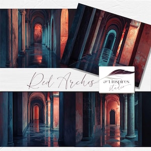 Mystical Gothic Archway Digital Background, Medieval Architecture Backdrop, Fantasy Art Editing Resource, Instant Download