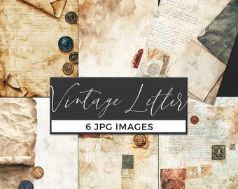 Vintage Letters and Papers Digital Download, Aged Paper Textures, Antique Ephemera Background, Old Handwritten Letter JPG, Junk Journal Page