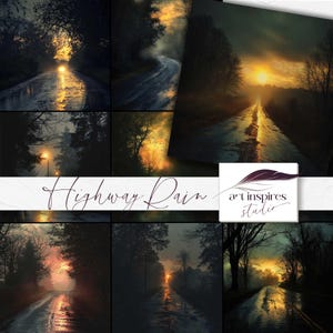 Leere Straße Digitaler Hintergrund, Natur Landstraße Szene Hintergrund, Künstler Illustrative Regen Overlay, Nacht Junk Journal, Wetter Scrapbooking, CU