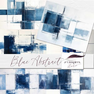 Blaues abstraktes digitales Papier, moderne Aquarell-Textur, künstlerischer Pinselstrich-Hintergrund, marine und weiß, zeitgenössischer druckbarer Hintergrund