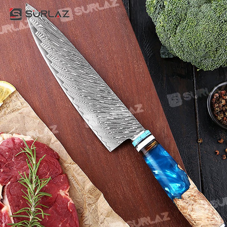 7 Japanese Damascus Steel Santoku Knife Japanese Etsy