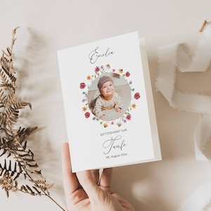 Wildblumen Gottesdienst Kirchenheft mit Foto zum Ausdrucken, Blumen Kirchenheft PDF, Taufe Heft Programm Digitale Vorlage A4, TF19