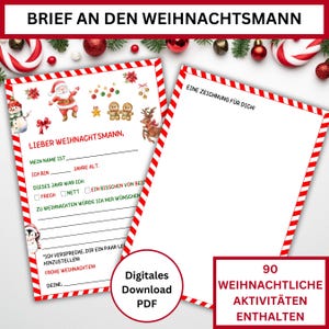 Carta de Navidad a Papá Noel, plantilla personalizada, carta a Papá Noel para imprimir, carta de Navidad DIY, idea de regalo para niños