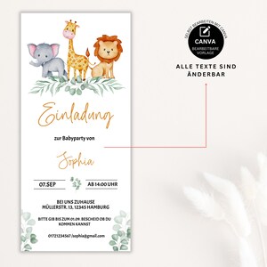 Modello personalizzabile per invito baby shower "Safari", modello elettronico per baby shower, modello WhatsApp per baby shower, BBS02 immagine 2