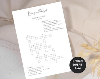 Editable Wedding Crossword Puzzle Game, Minimalist Printable Wedding Game, Canva Game Template | HS03